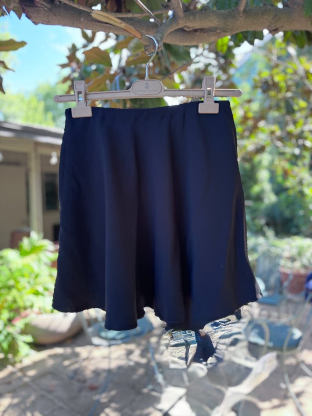 The row dark navy flared skater pull-on mini skirt US 2